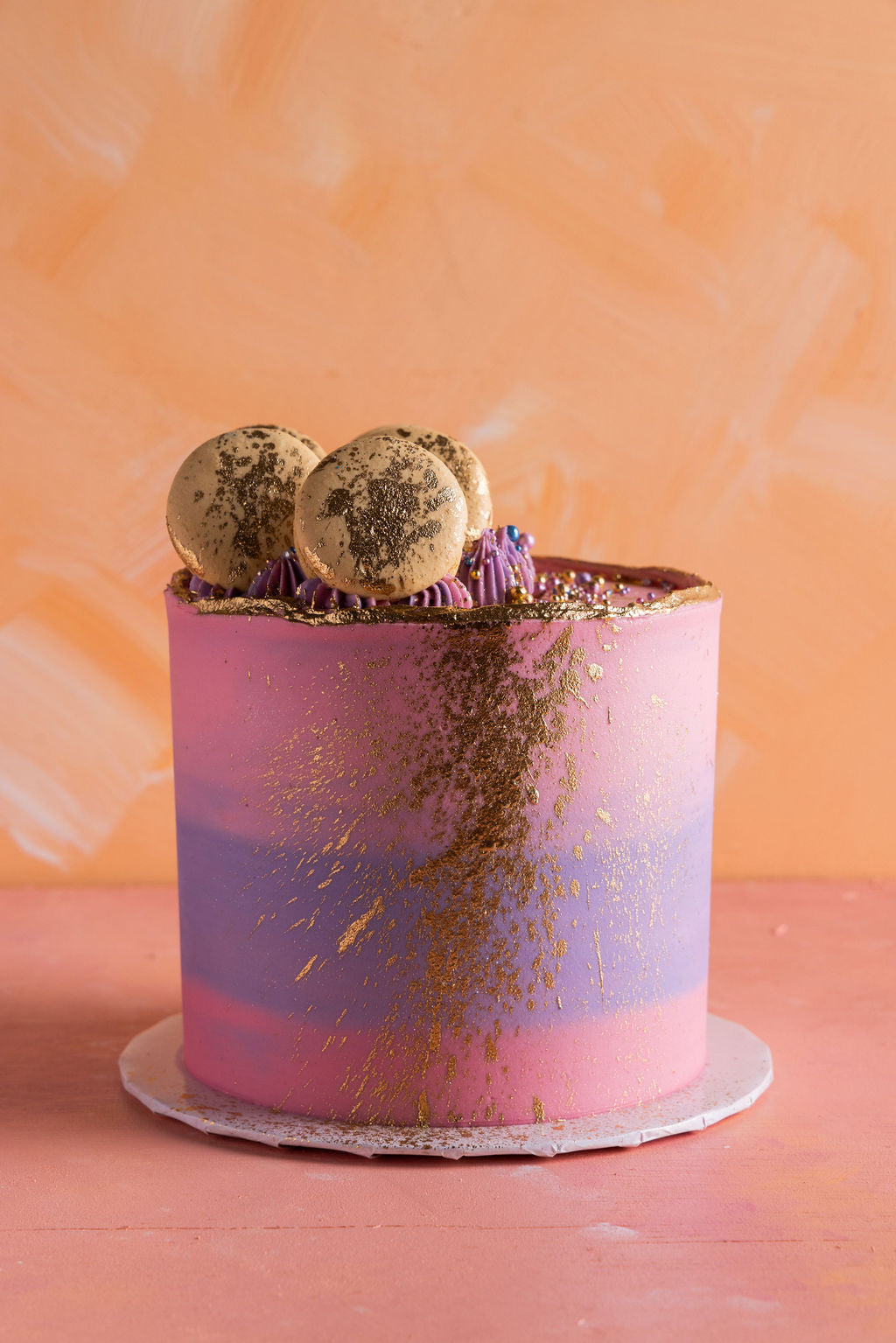 Golden Veil Macaron Cake