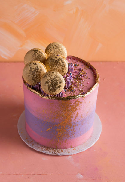 Golden Veil Macaron Cake