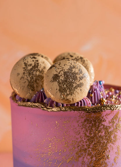 Golden Veil Macaron Cake