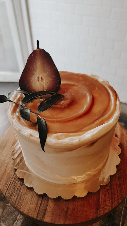 Poached Wine Salted Caramel Cake